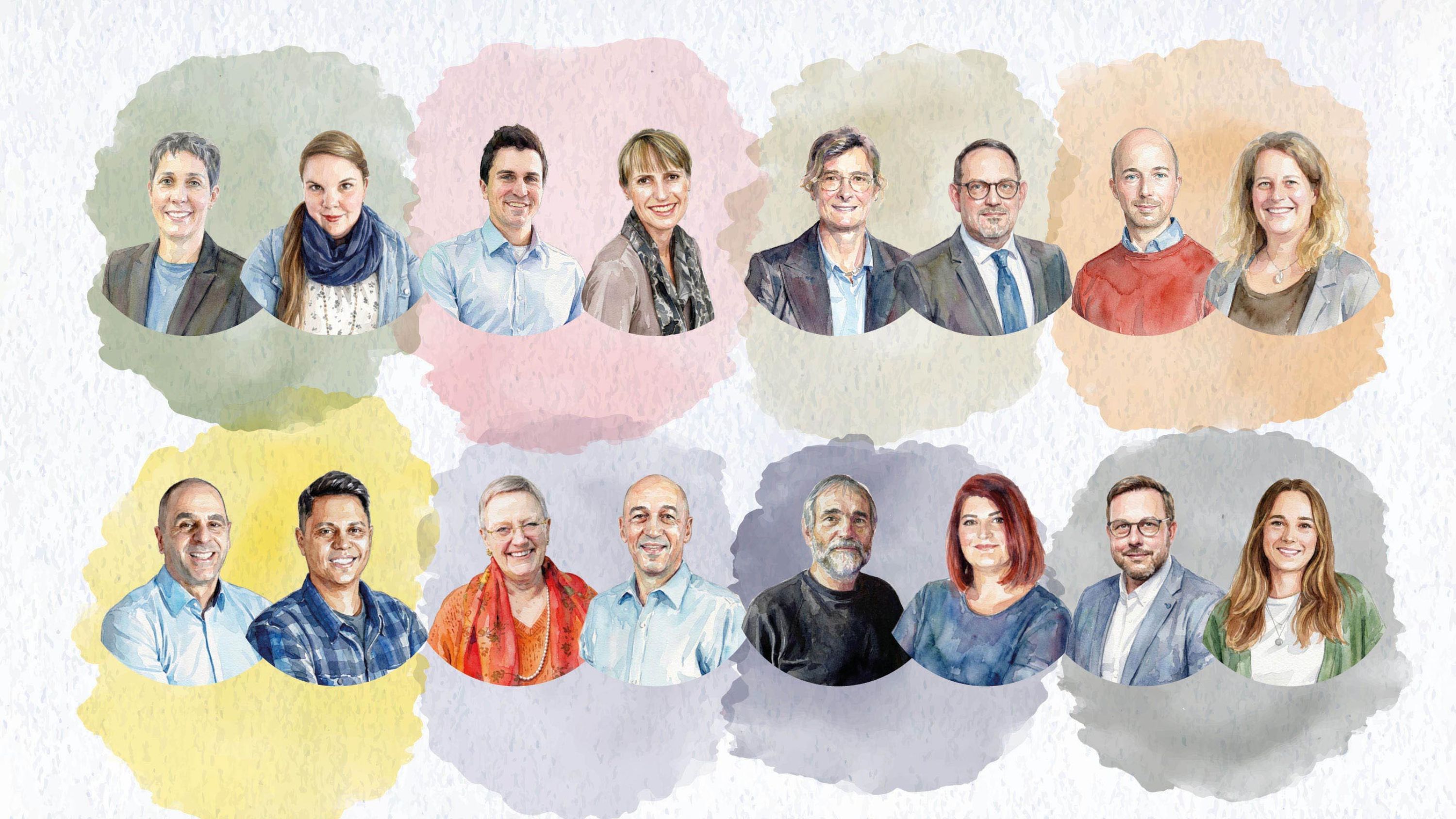 De gauche à droite:Corinne Ottiger, Lisa Hadorn, Matteo Rossier, Birgit Janka, Sonya Kuchen, Alexander Widmer Alexandre Gabus, Maren Schlichtmann,  Luigi Abbatecola, William Dunkel, Claude Howald, Carlo Santarelli, Carlo Denti, Monica Santoro, Emmanuel Michielan, Laura Jones